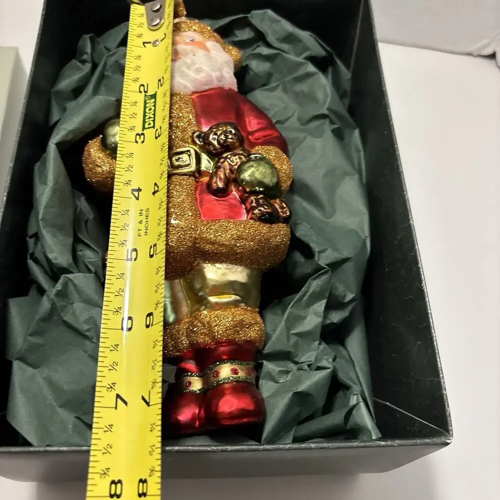 Vintage Krebs Lauscha Germany Glass Glitter Santa Christmas Ornament 8